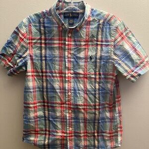 Polo Ralph Lauren Plaid Shirt Blue Check Button Down Check Preppy Size 14/16